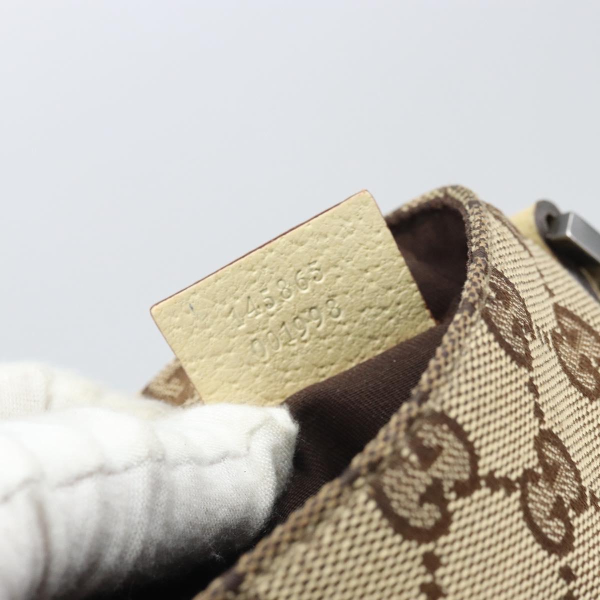 GUCCI GG Canvas Shoulder Bag Beige Silver 145865 Auth 171368