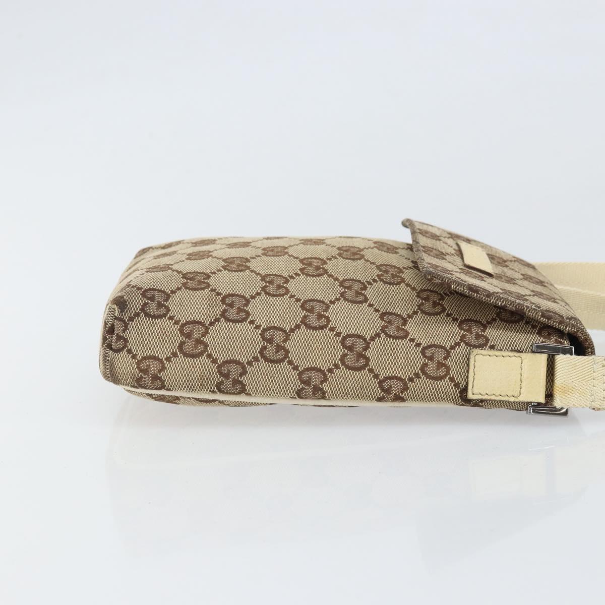 GUCCI GG Canvas Shoulder Bag Beige Silver 145865 Auth 171368