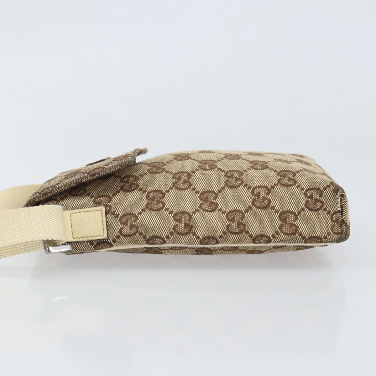 GUCCI GG Canvas Shoulder Bag Beige Silver 145865 Auth 171368