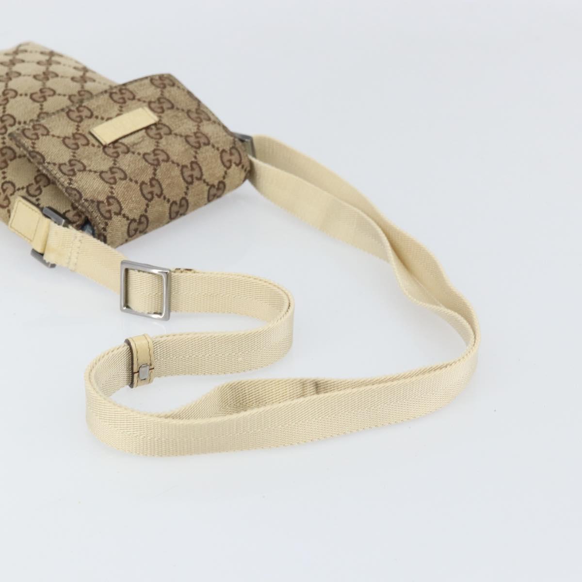 GUCCI GG Canvas Shoulder Bag Beige Silver 145865 Auth 171368