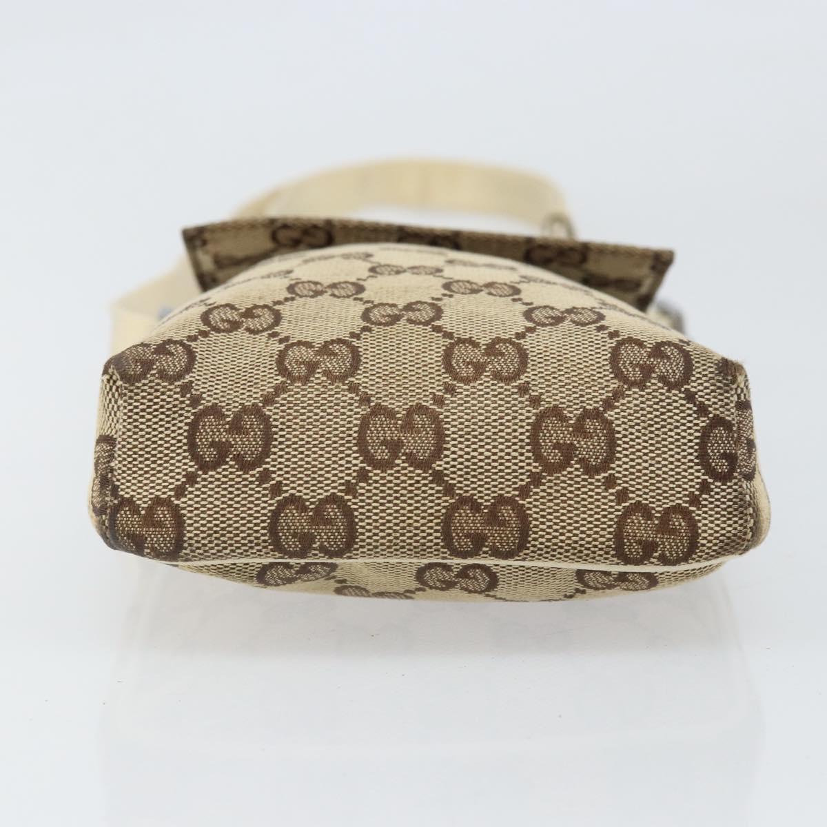 GUCCI GG Canvas Shoulder Bag Beige Silver 145865 Auth 171368