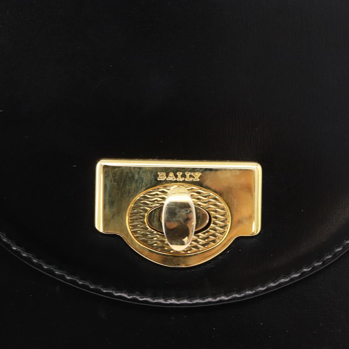 BALLY Hand Bag Leather 2way Black Gold Auth 171380