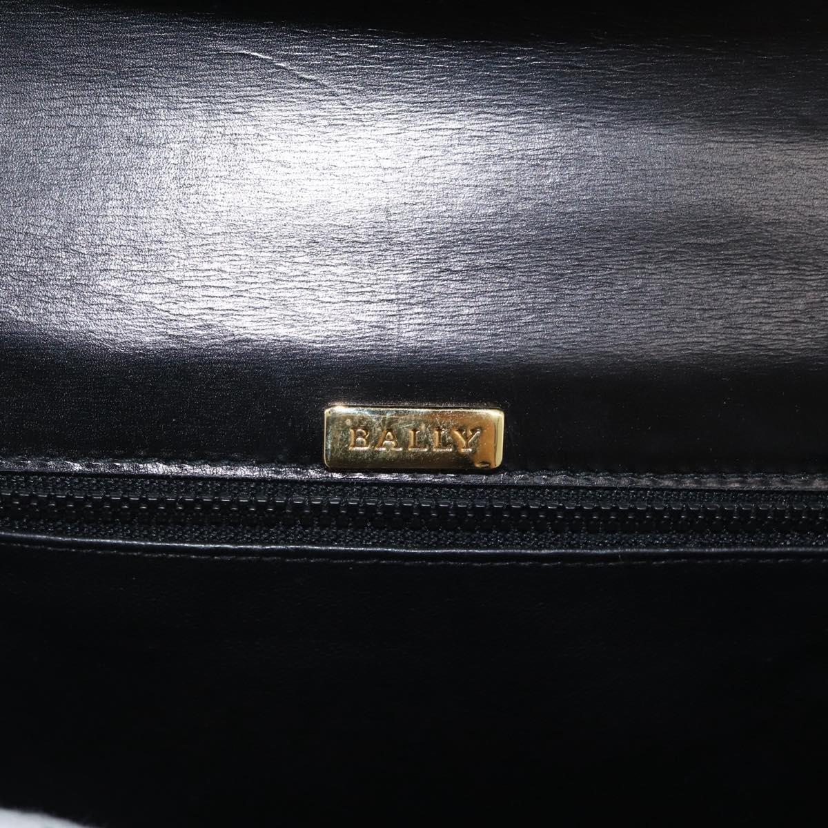 BALLY Hand Bag Leather 2way Black Gold Auth 171380