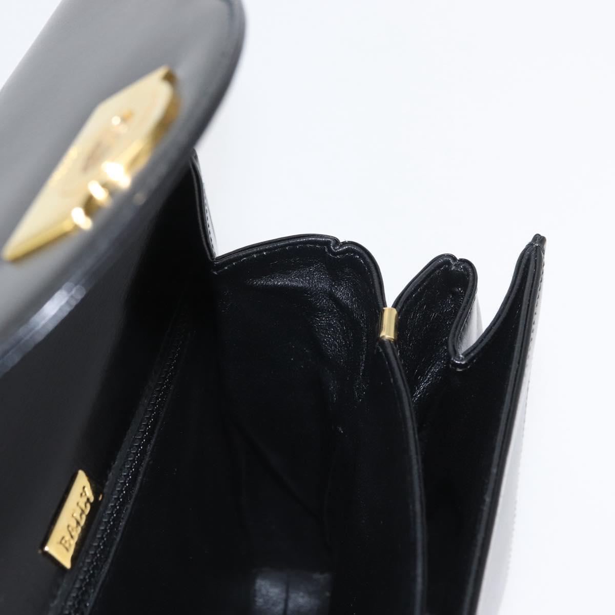 BALLY Hand Bag Leather 2way Black Gold Auth 171380