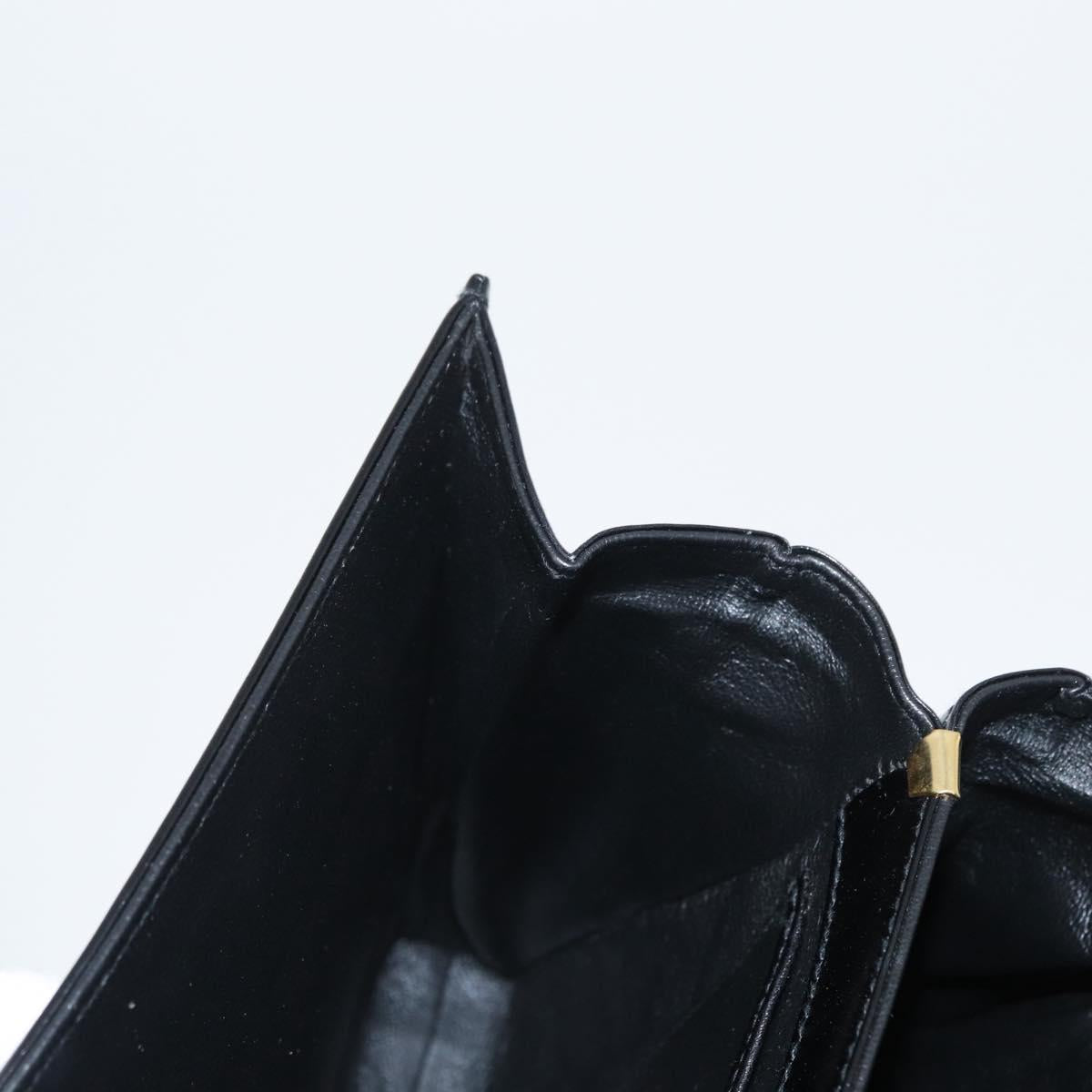 BALLY Hand Bag Leather 2way Black Gold Auth 171380
