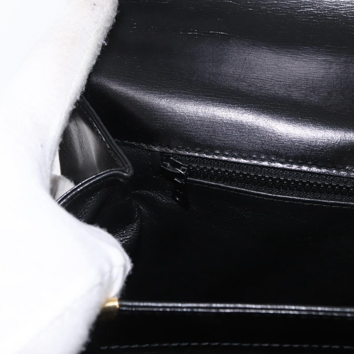 BALLY Hand Bag Leather 2way Black Gold Auth 171380