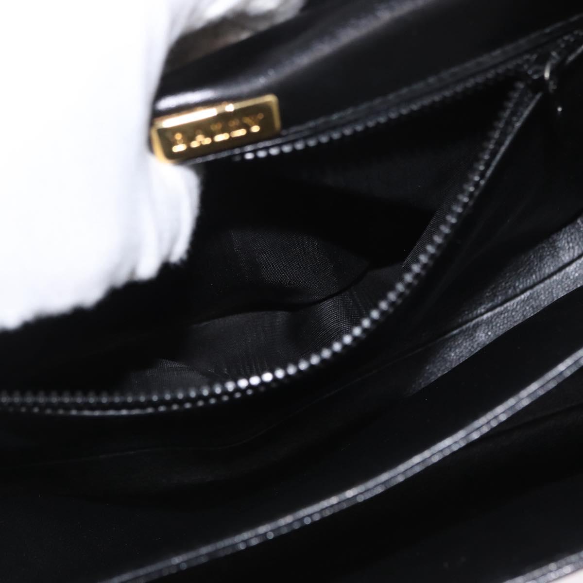BALLY Hand Bag Leather 2way Black Gold Auth 171380