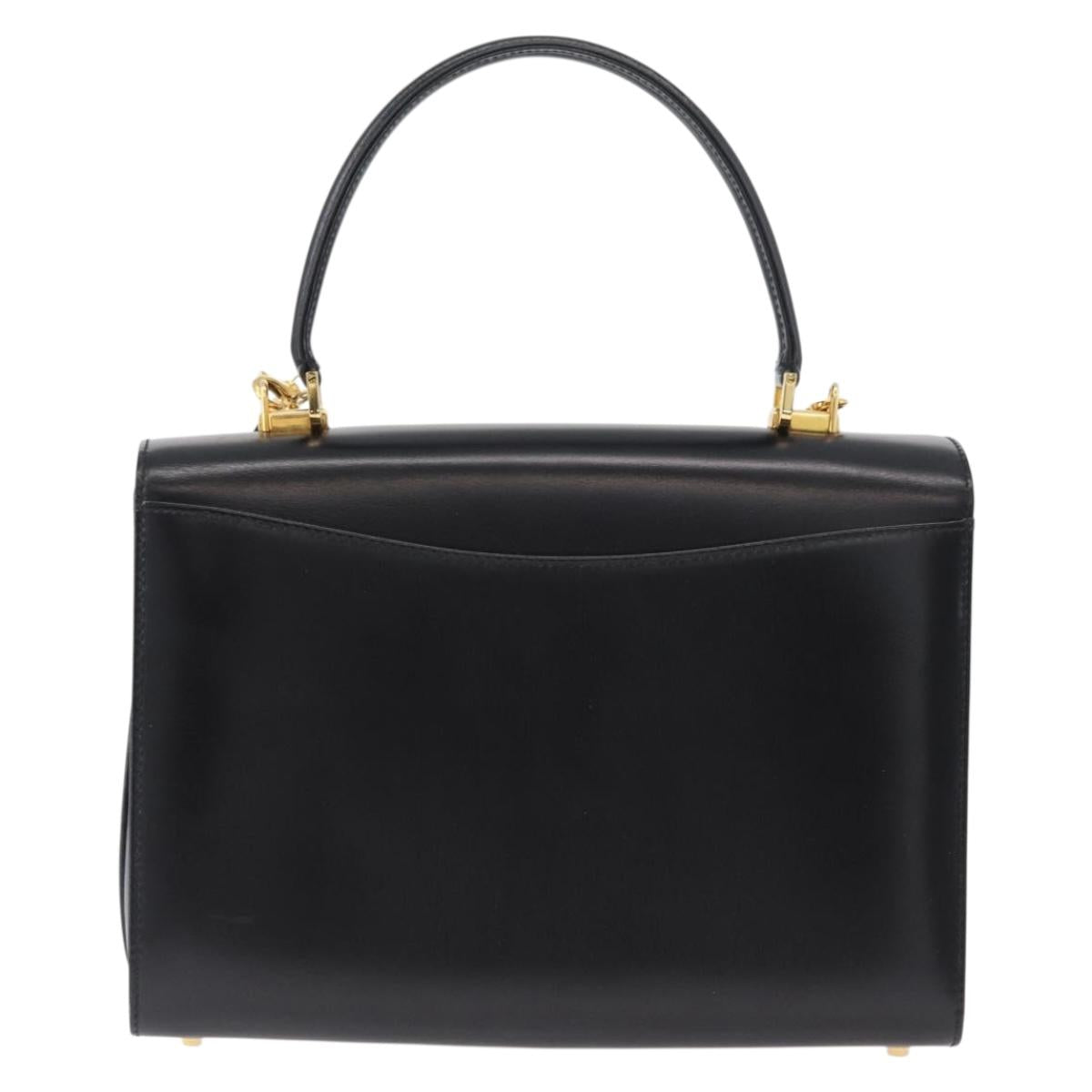 BALLY Hand Bag Leather 2way Black Gold Auth 171380