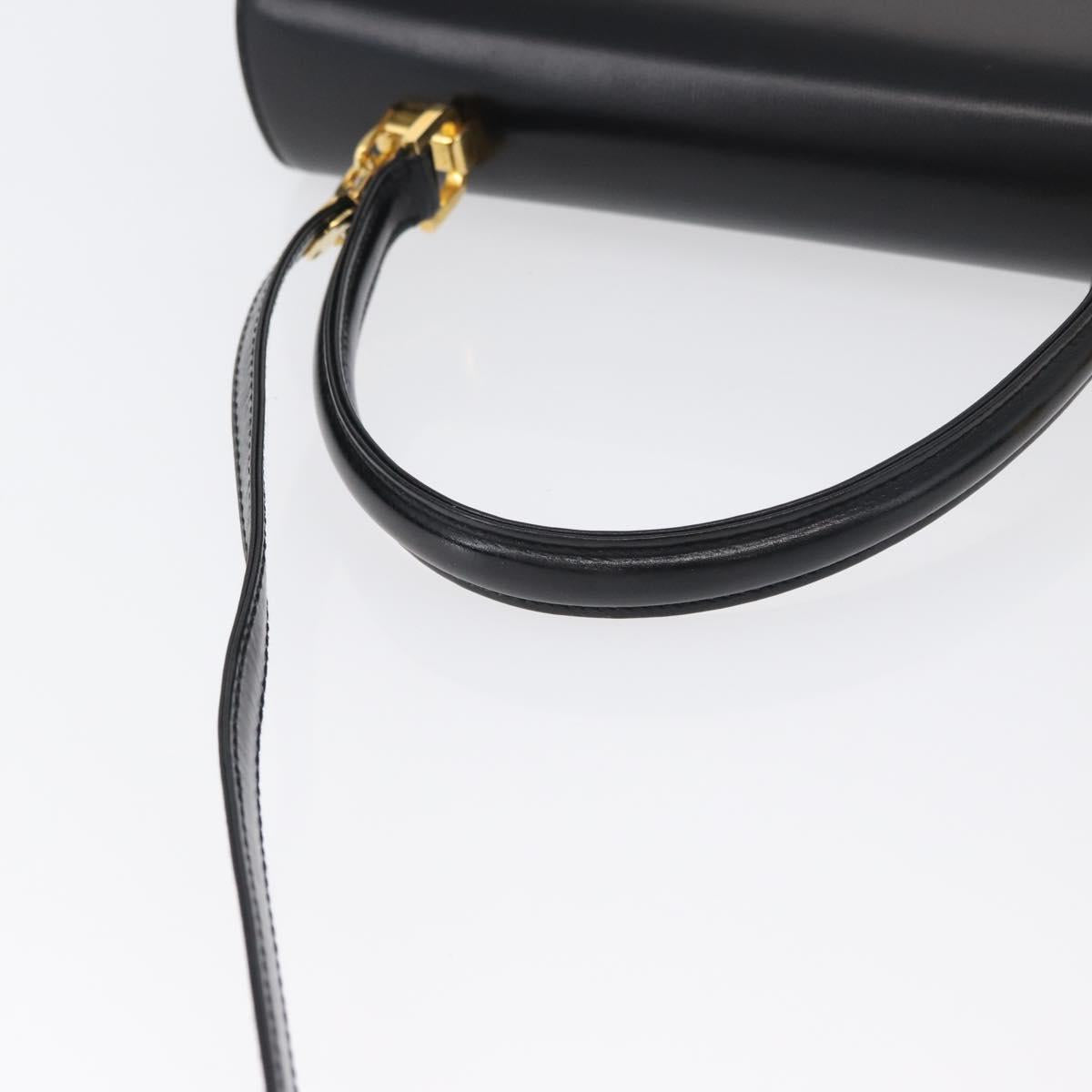 BALLY Hand Bag Leather 2way Black Gold Auth 171380