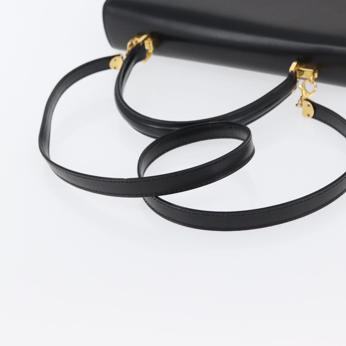 BALLY Hand Bag Leather 2way Black Gold Auth 171380