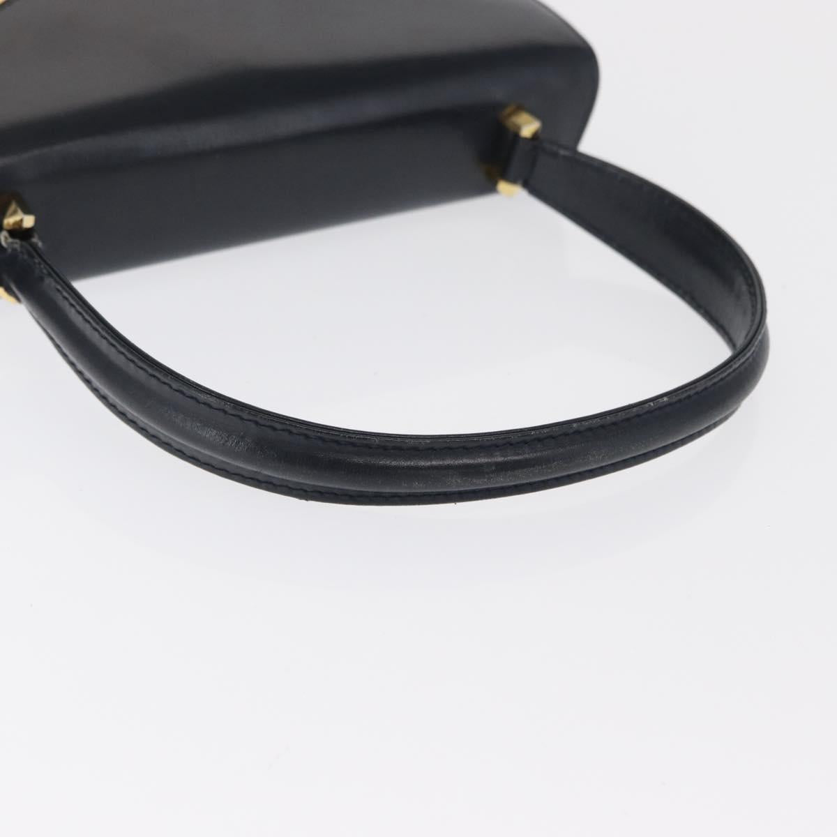 GUCCI Hand Bag Leather Navy Gold 000 056 0017 Auth 171384