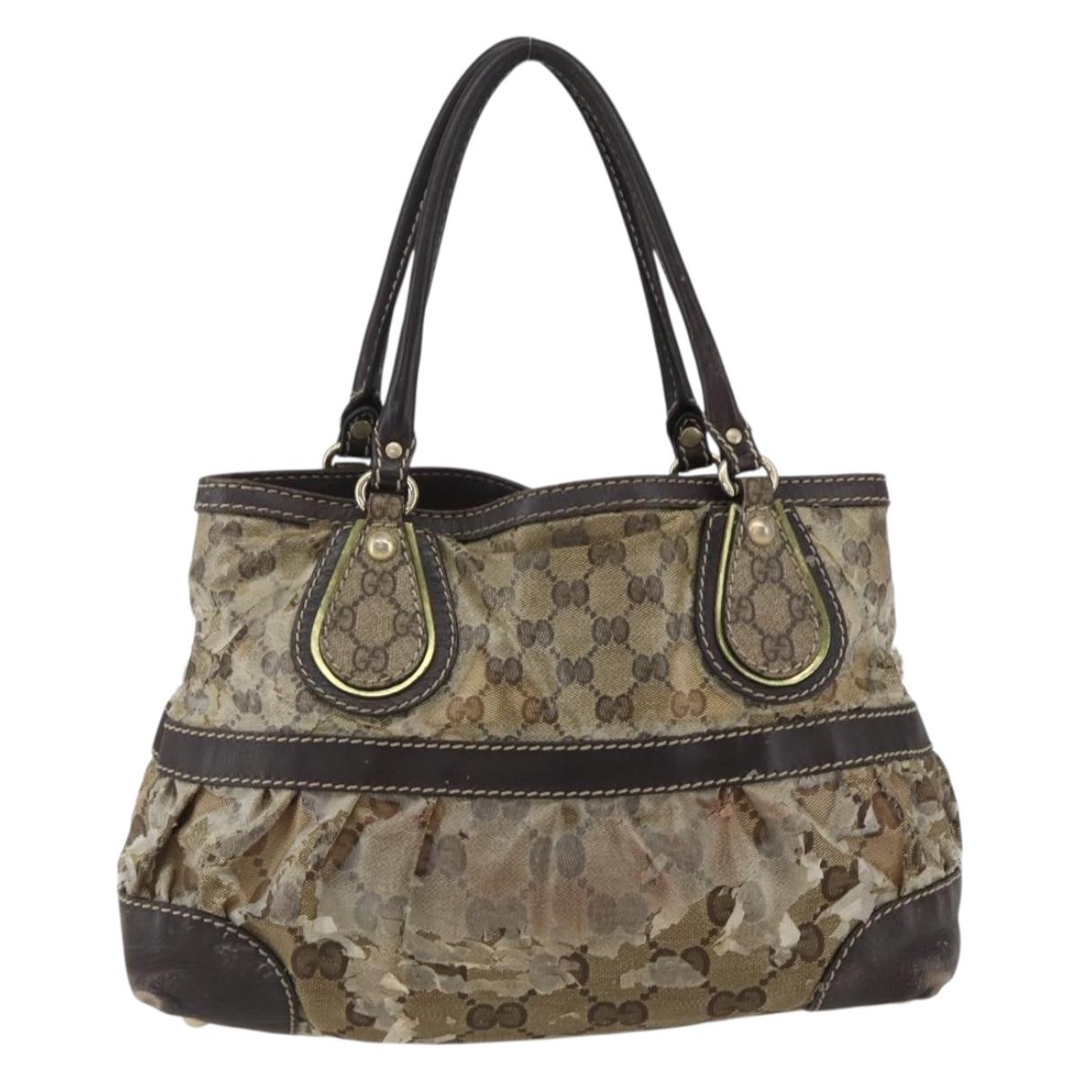 GUCCI GG Crystal Tote Bag Coated Canvas Gold Beige 223964 Auth 171389