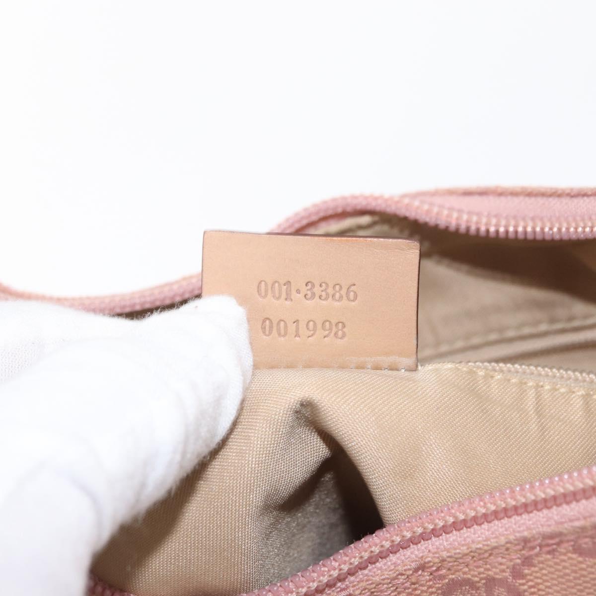 GUCCI GG Canvas Shoulder Bag Pink Silver 001 3386 Auth 171393