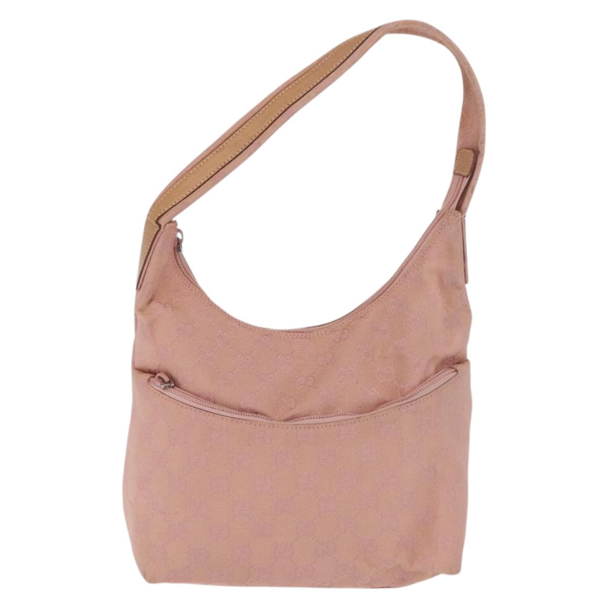GUCCI GG Canvas Shoulder Bag Pink Silver 001 3386 Auth 171393