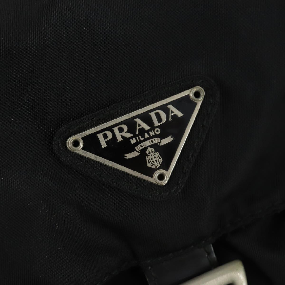 PRADA Backpack Nylon Black Silver Auth 171402