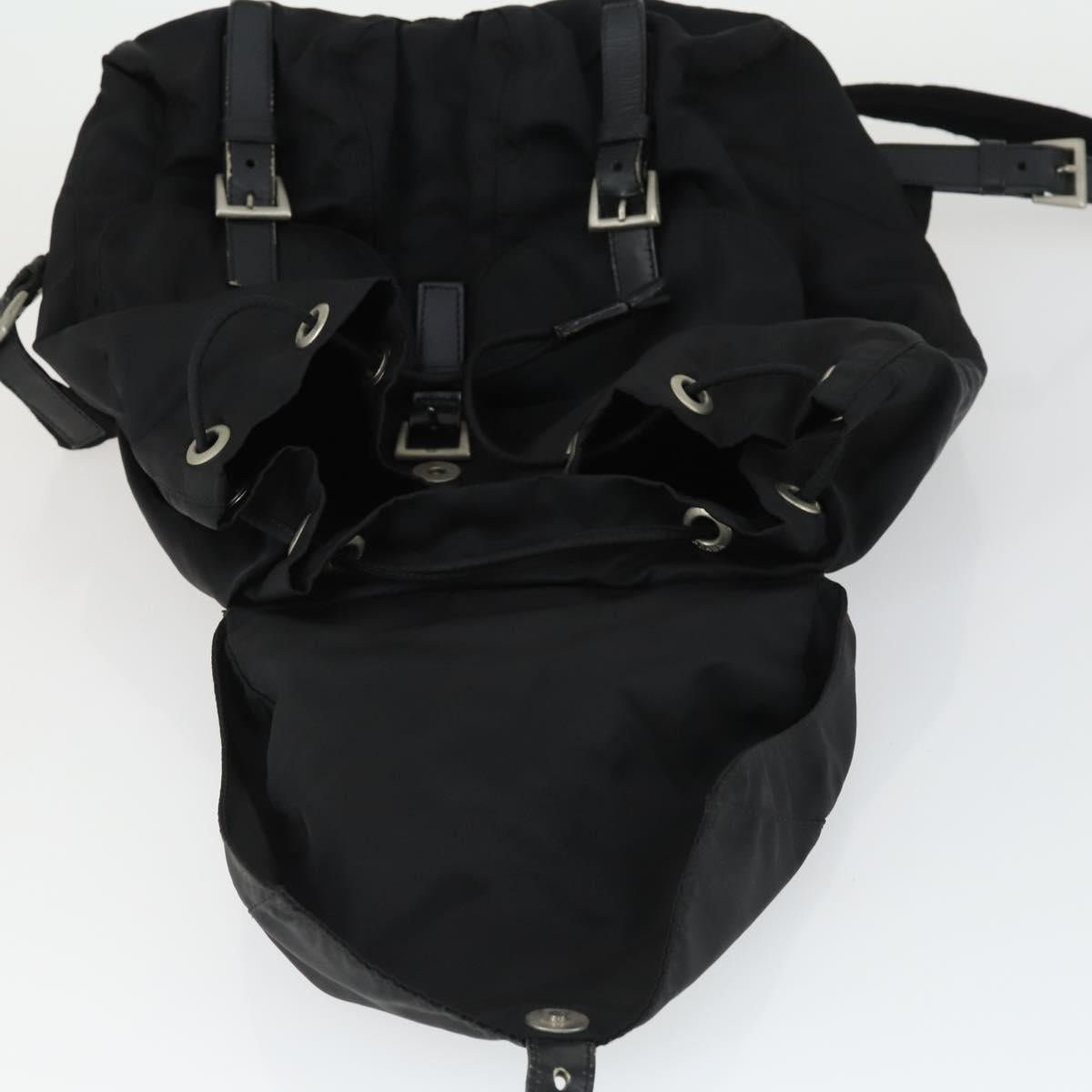 PRADA Backpack Nylon Black Silver Auth 171402