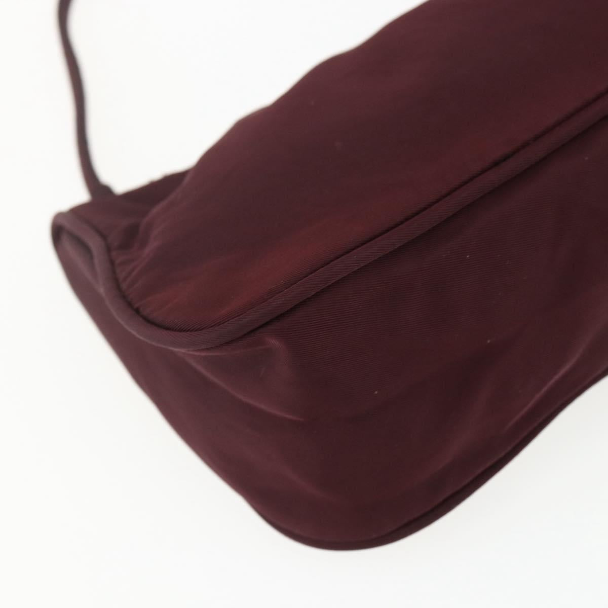 PRADA Accessory Pouch Nylon Bordeaux Silver Auth 171406