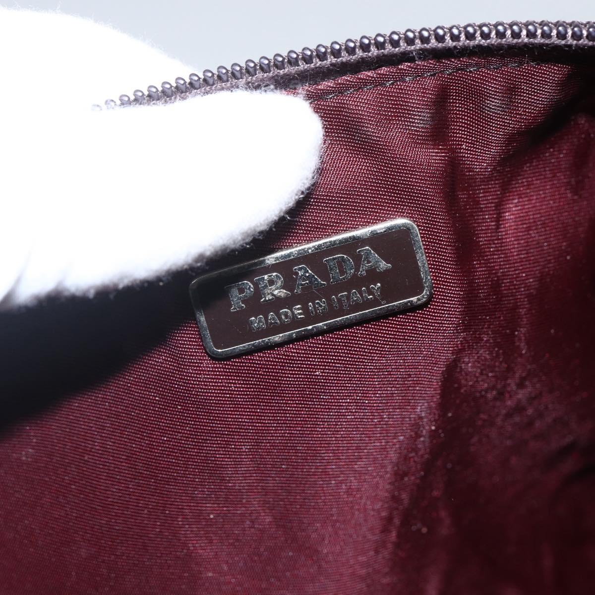 PRADA Accessory Pouch Nylon Bordeaux Silver Auth 171406