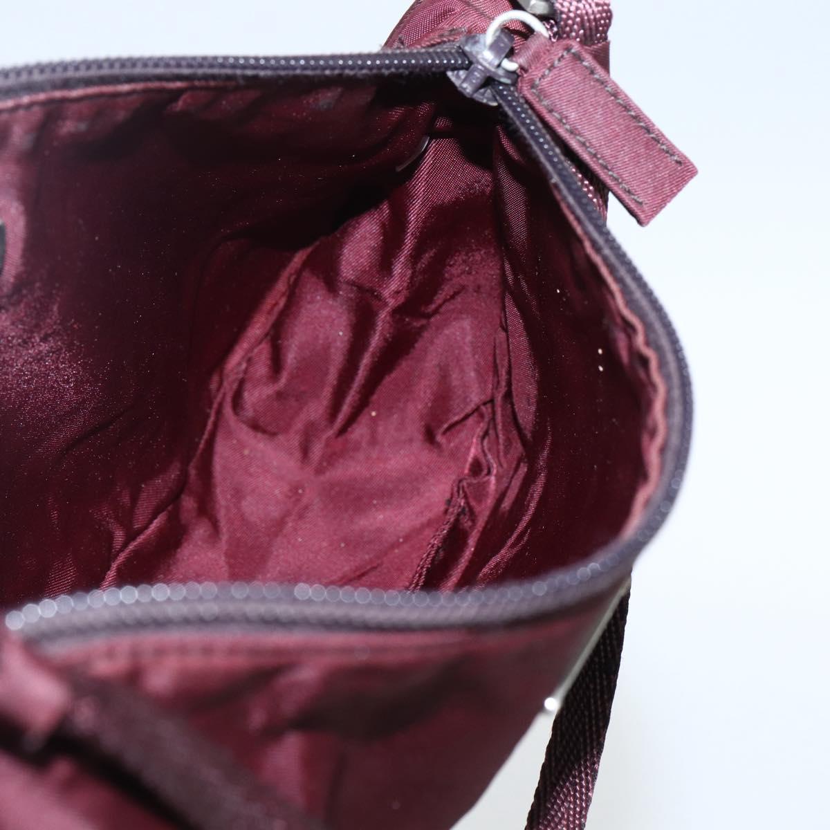 PRADA Accessory Pouch Nylon Bordeaux Silver Auth 171406