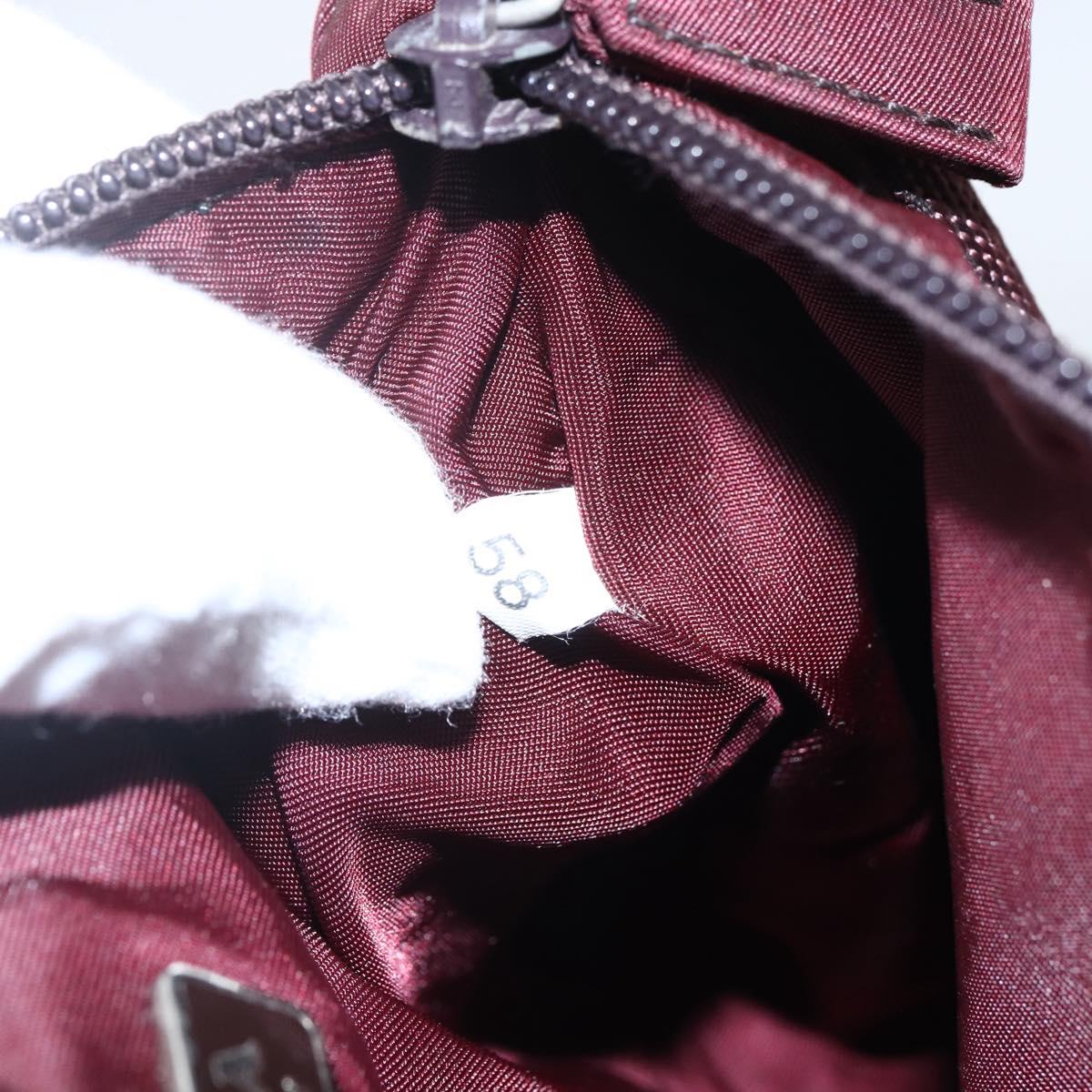 PRADA Accessory Pouch Nylon Bordeaux Silver Auth 171406