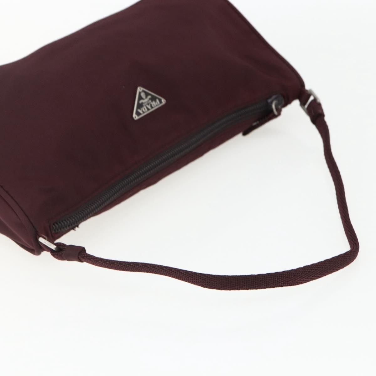 PRADA Accessory Pouch Nylon Bordeaux Silver Auth 171406