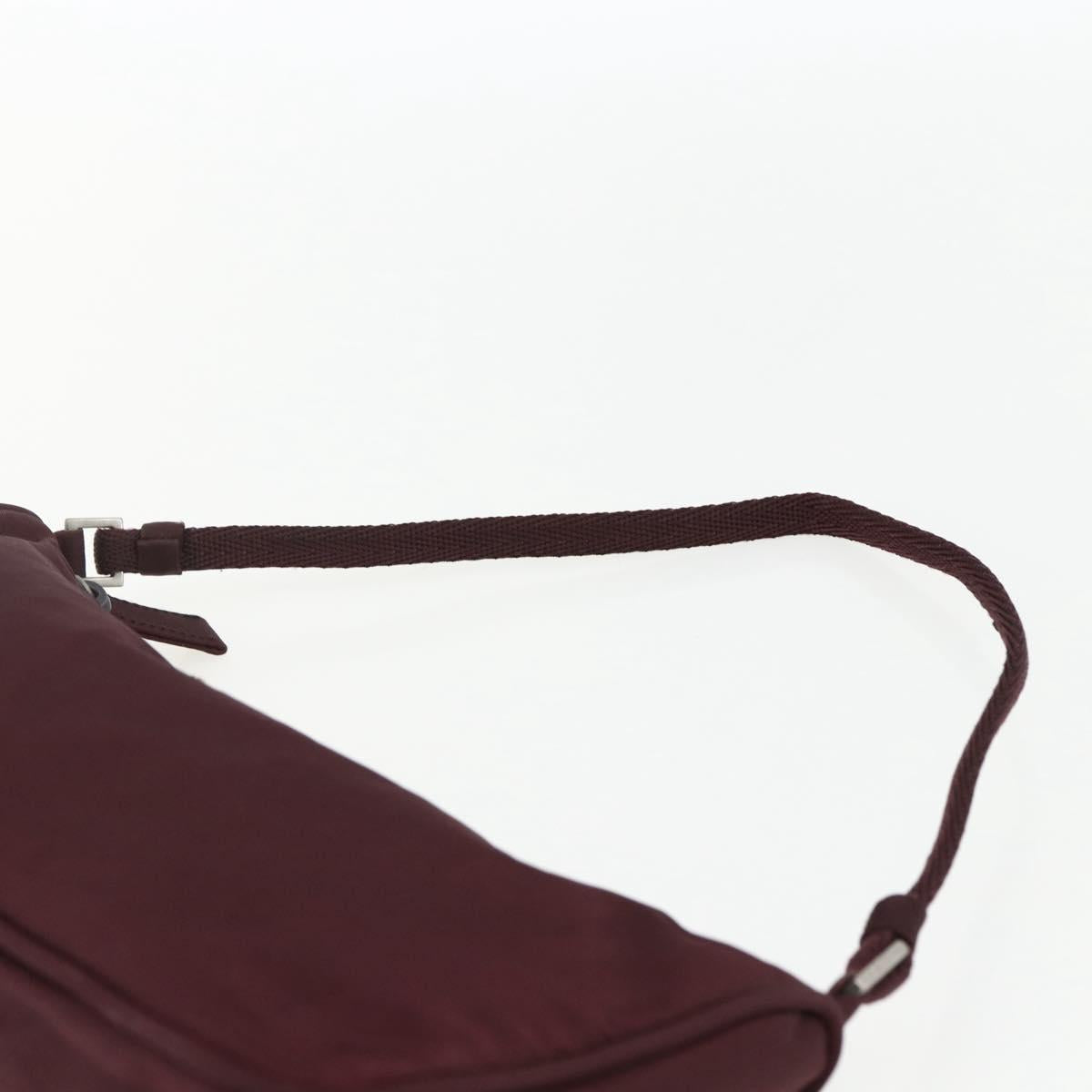 PRADA Accessory Pouch Nylon Bordeaux Silver Auth 171406