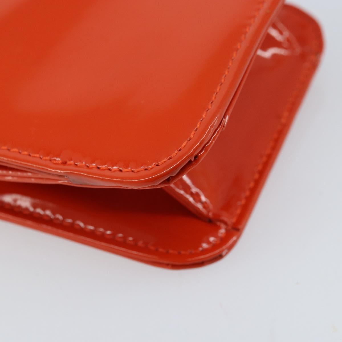 GUCCI Shoulder Bag Patent leather Orange Silver Auth 171407