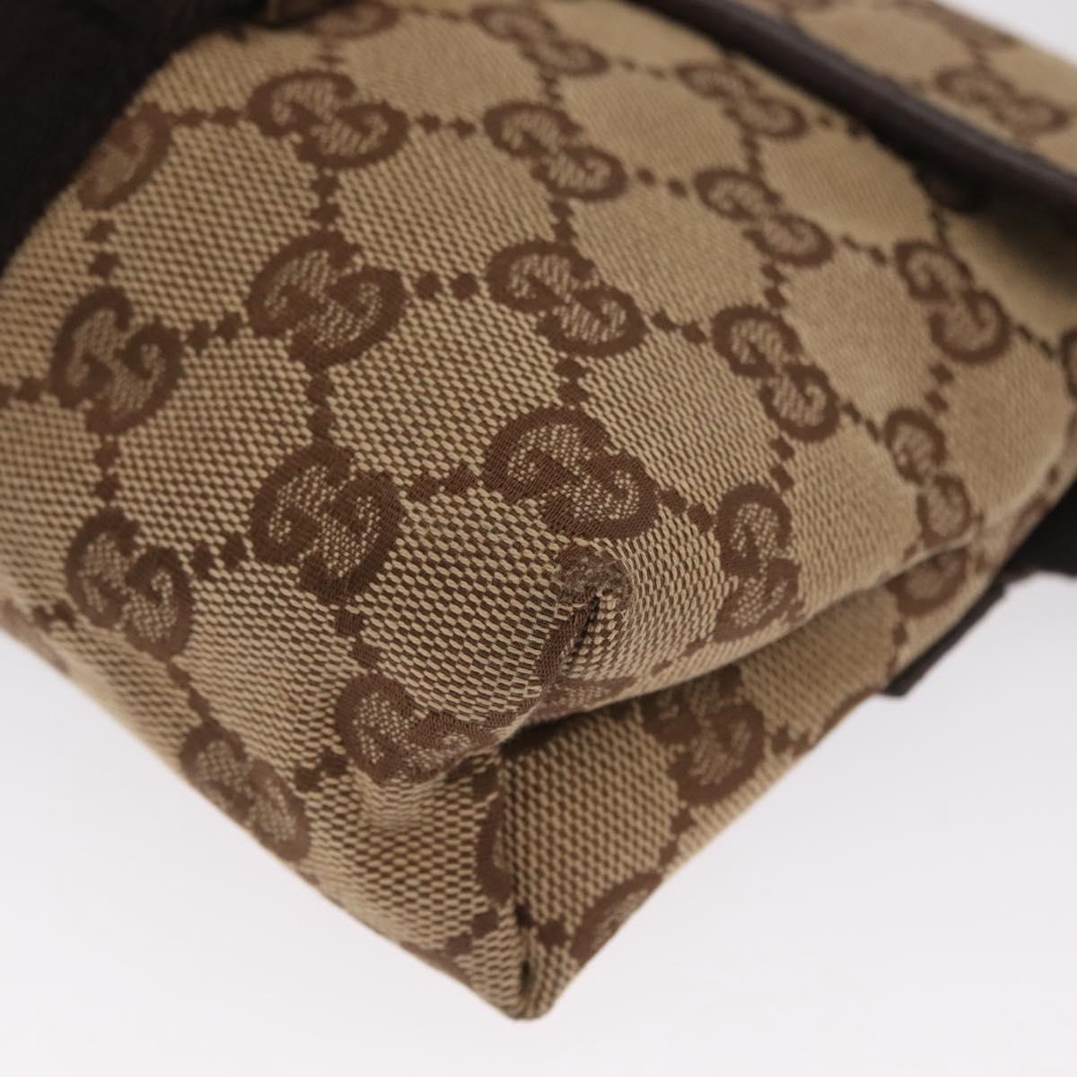 GUCCI GG Canvas Waist bag Beige Silver 131236 Auth 171409