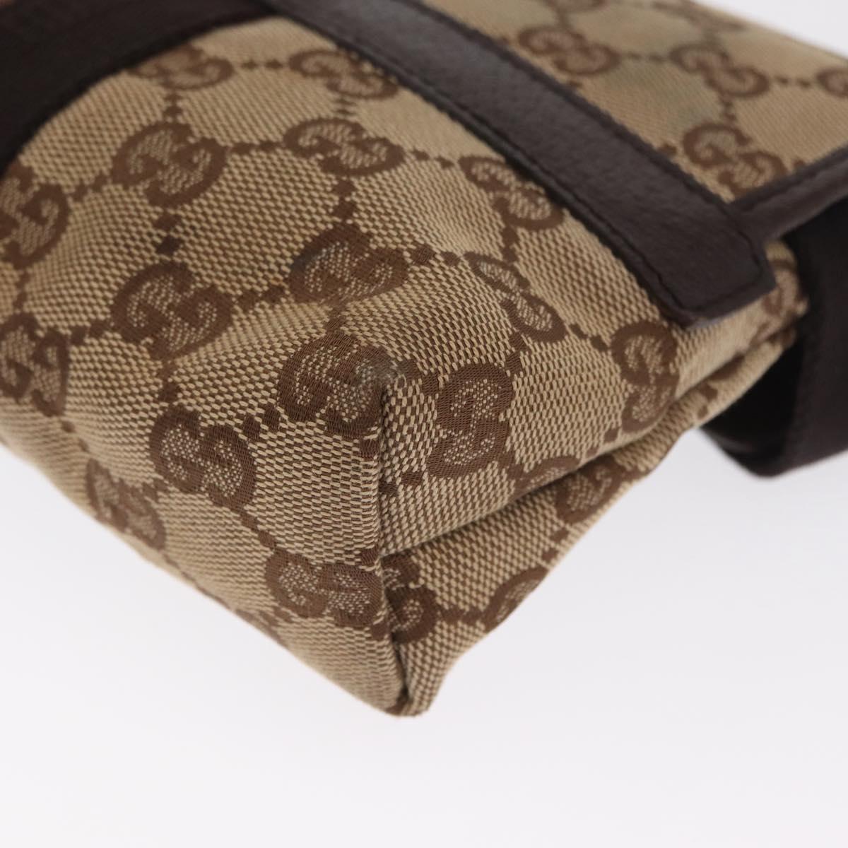 GUCCI GG Canvas Waist bag Beige Silver 131236 Auth 171409