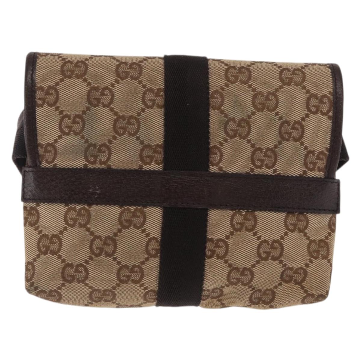 GUCCI GG Canvas Waist bag Beige Silver 131236 Auth 171409
