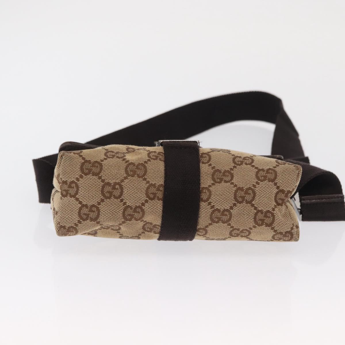 GUCCI GG Canvas Waist bag Beige Silver 131236 Auth 171409
