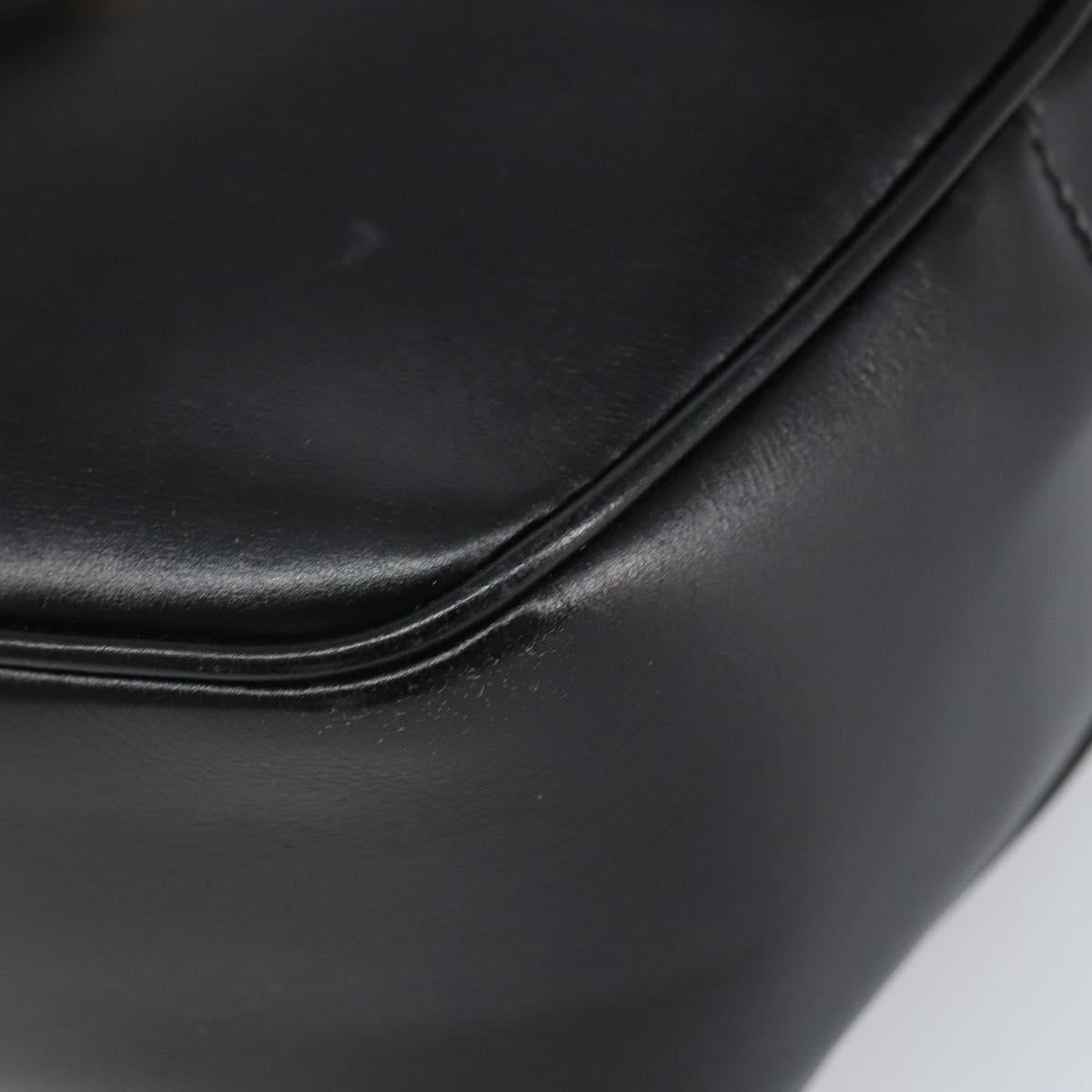 CELINE Circle Shoulder Bag Leather Black Gold Auth 171411V