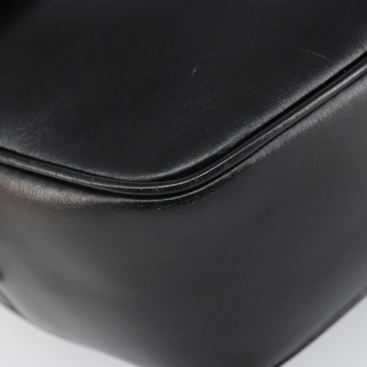 CELINE Circle Shoulder Bag Leather Black Gold Auth 171411V
