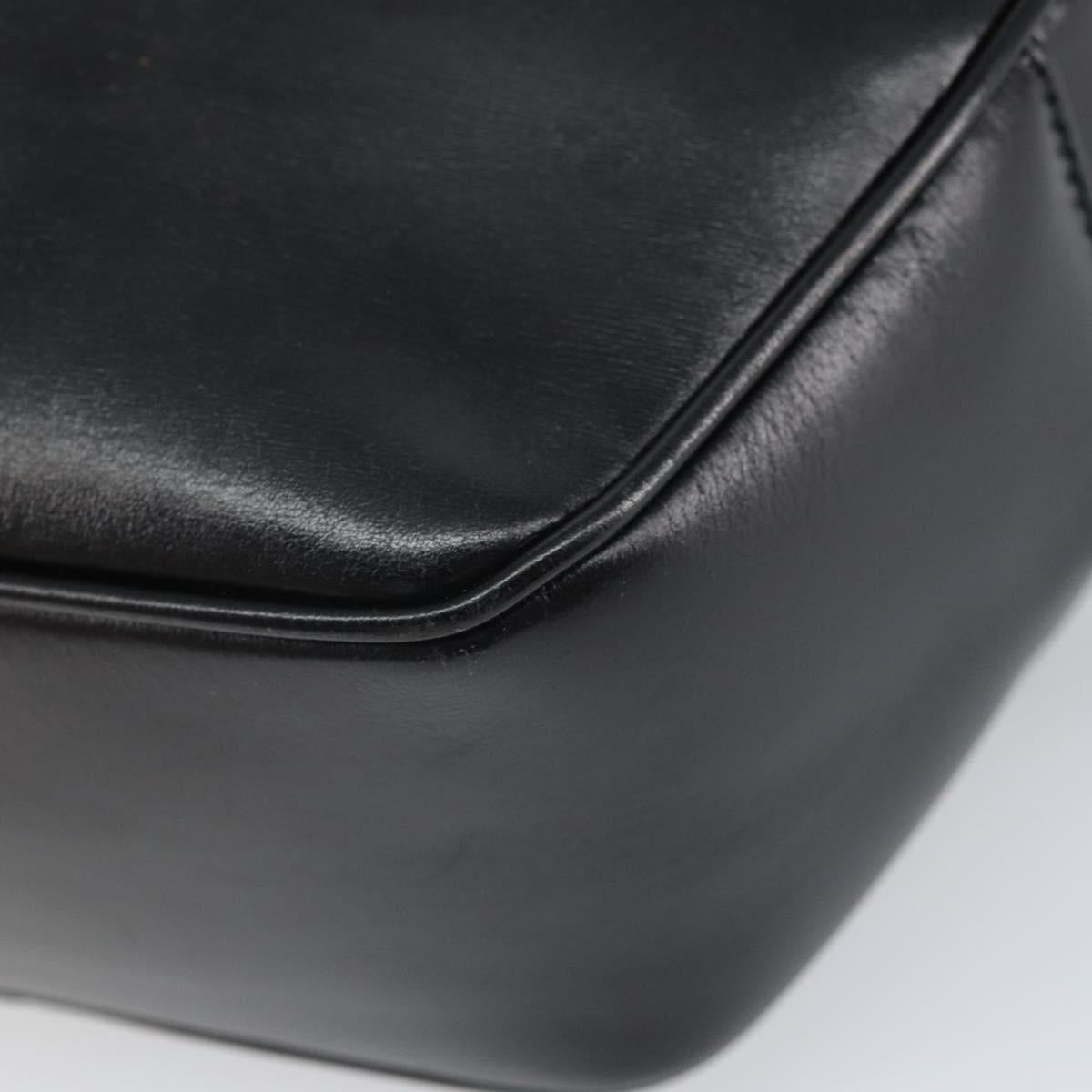 CELINE Circle Shoulder Bag Leather Black Gold Auth 171411V