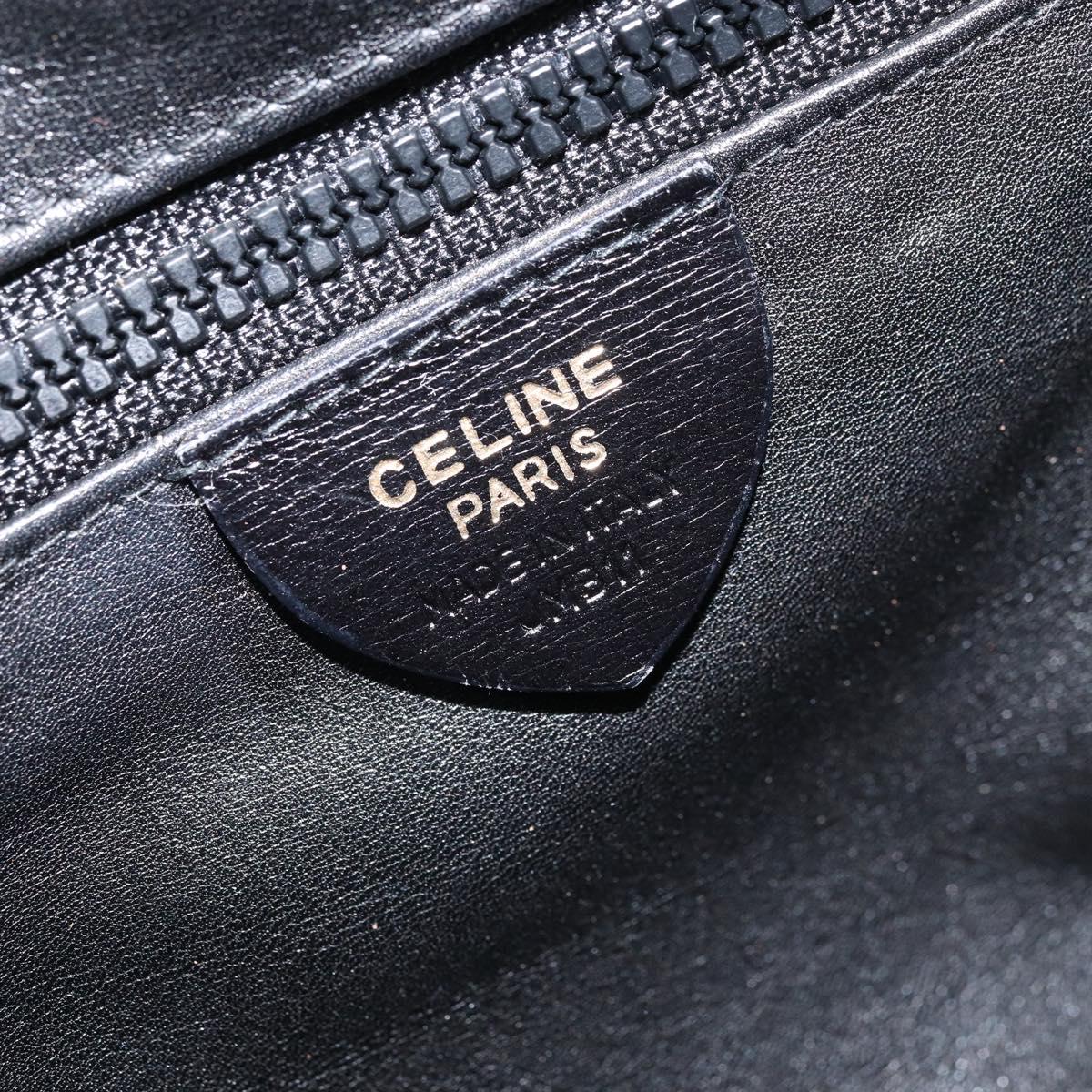 CELINE Circle Shoulder Bag Leather Black Gold Auth 171411V