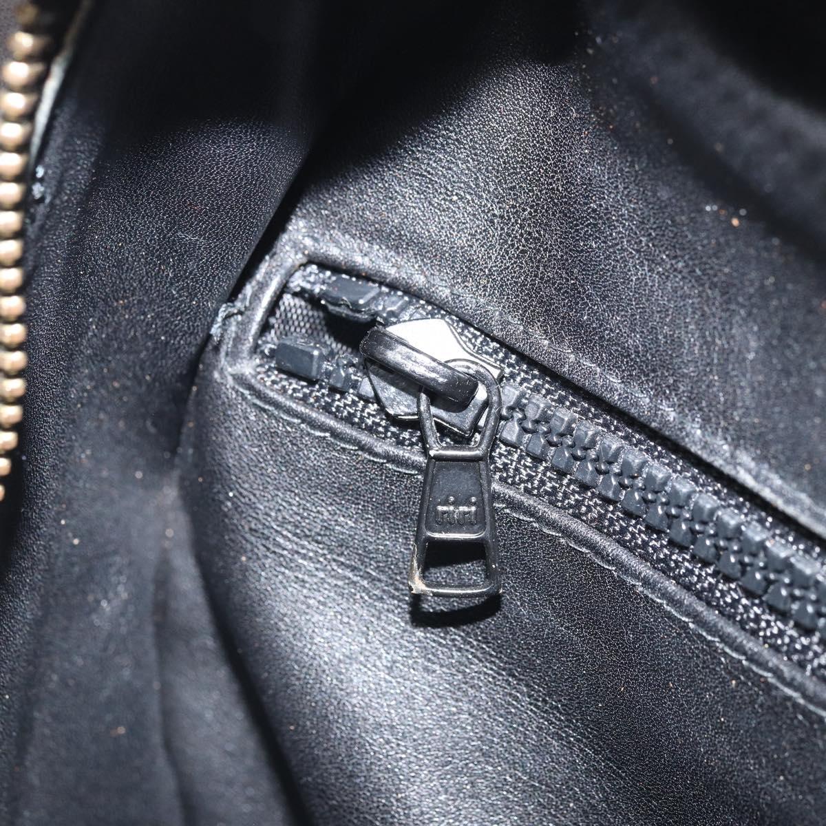 CELINE Circle Shoulder Bag Leather Black Gold Auth 171411V