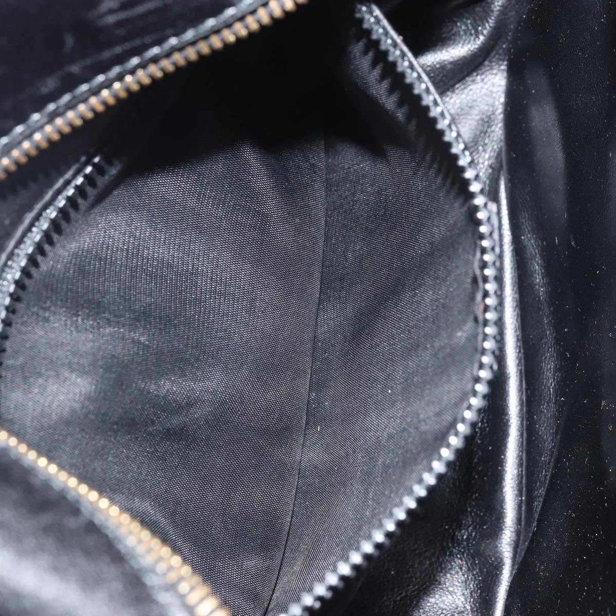 CELINE Circle Shoulder Bag Leather Black Gold Auth 171411V