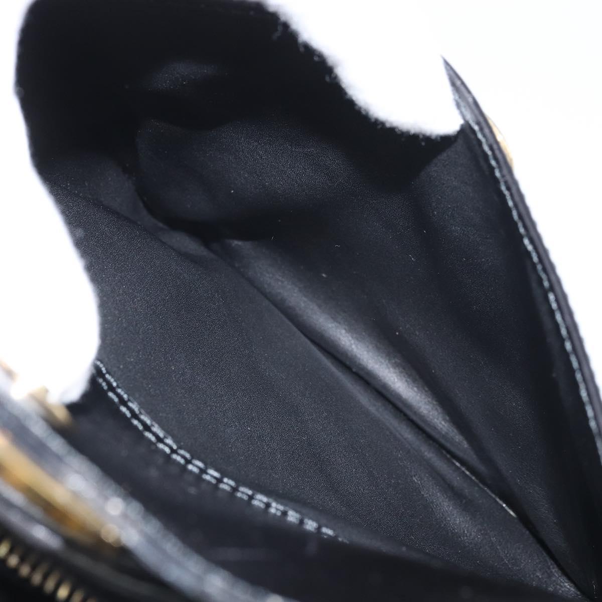 CELINE Circle Shoulder Bag Leather Black Gold Auth 171411V