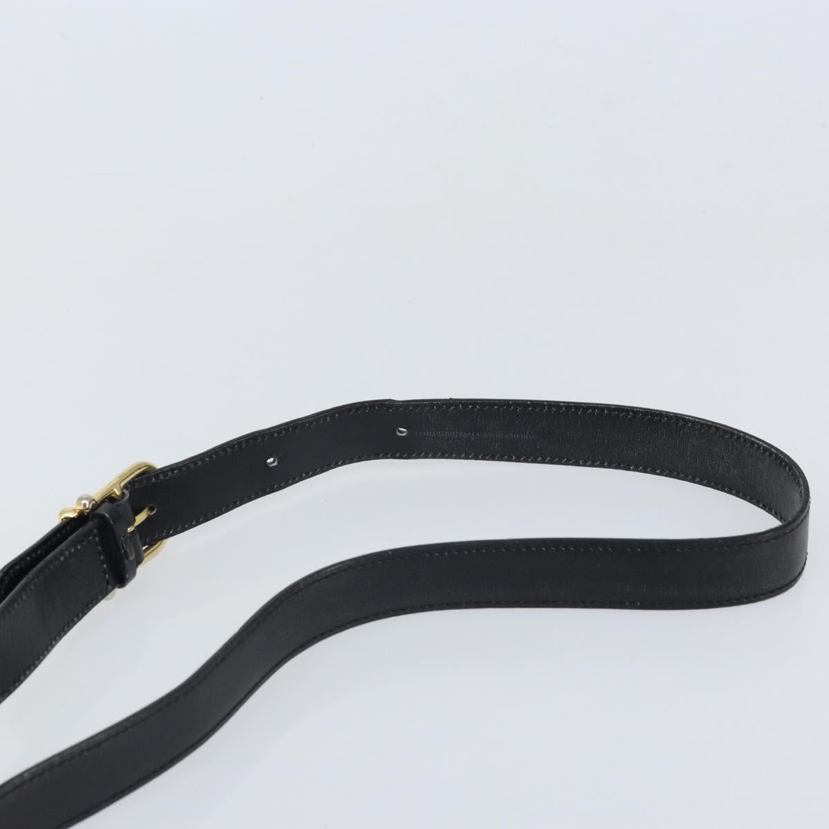 CELINE Circle Shoulder Bag Leather Black Gold Auth 171411V