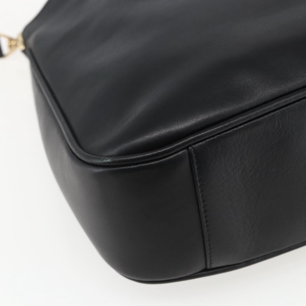 GUCCI Bamboo Shoulder Bag Leather 2way Black Gold 001 2058 1638 Auth 171417