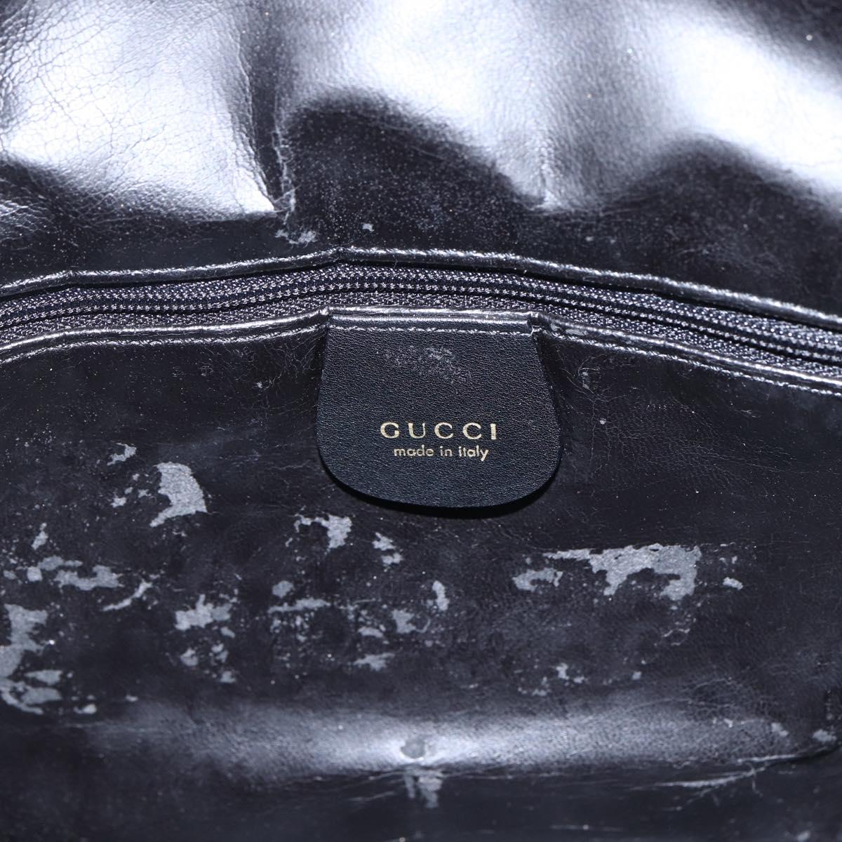 GUCCI Bamboo Shoulder Bag Leather 2way Black Gold 001 2058 1638 Auth 171417