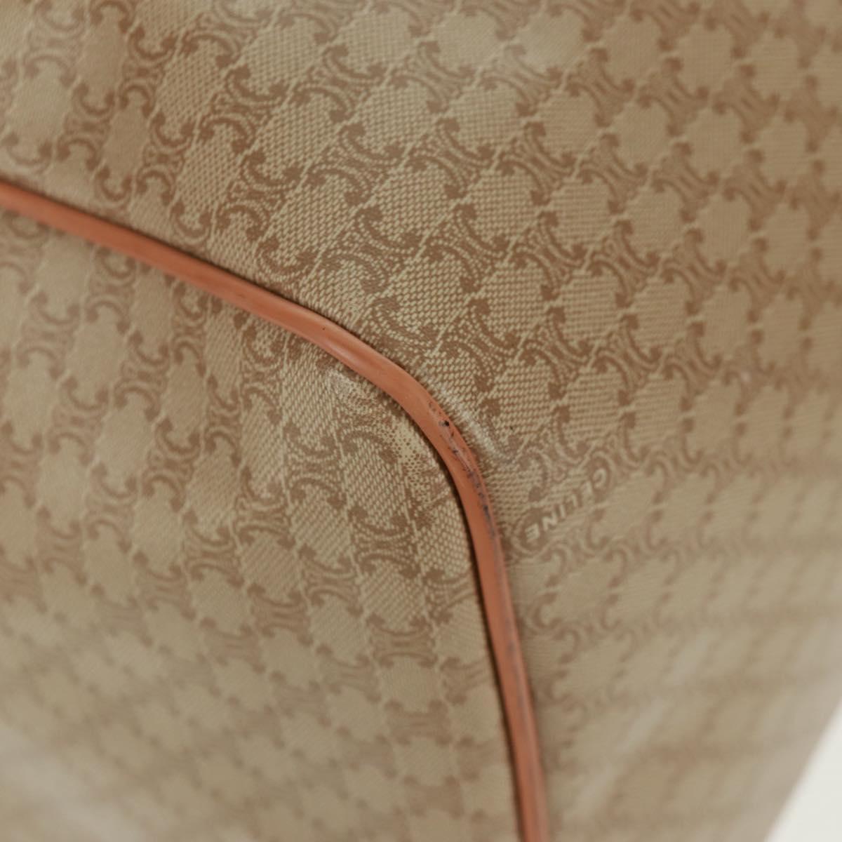 CELINE Macadam Canvas Boston Bag PVC Beige Gold Auth 171422V