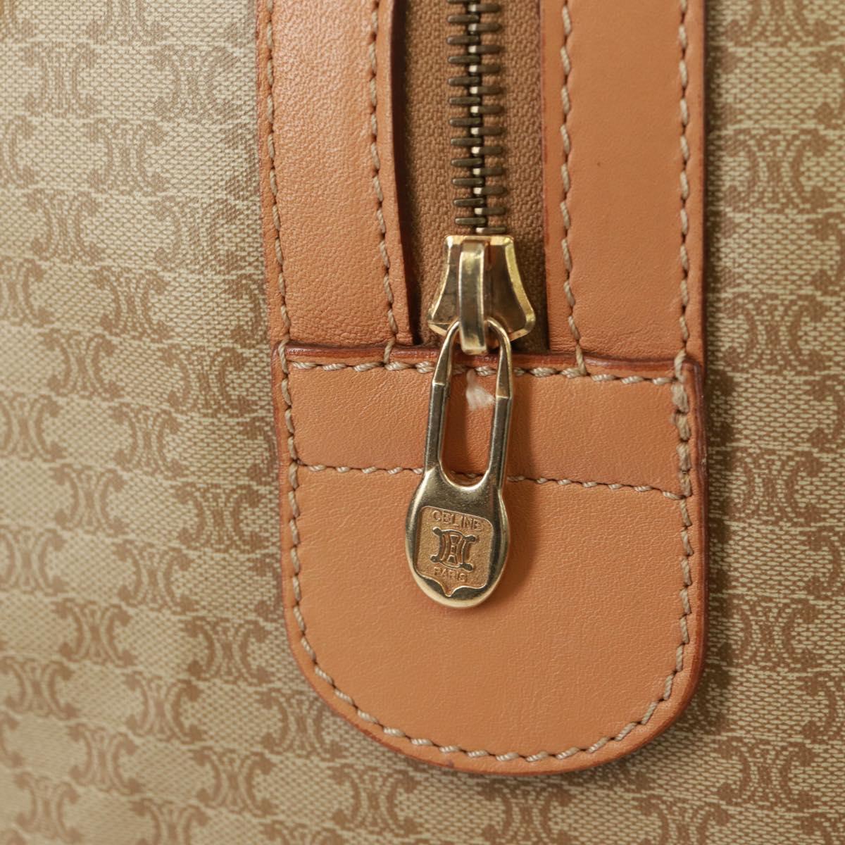 CELINE Macadam Canvas Boston Bag PVC Beige Gold Auth 171422V