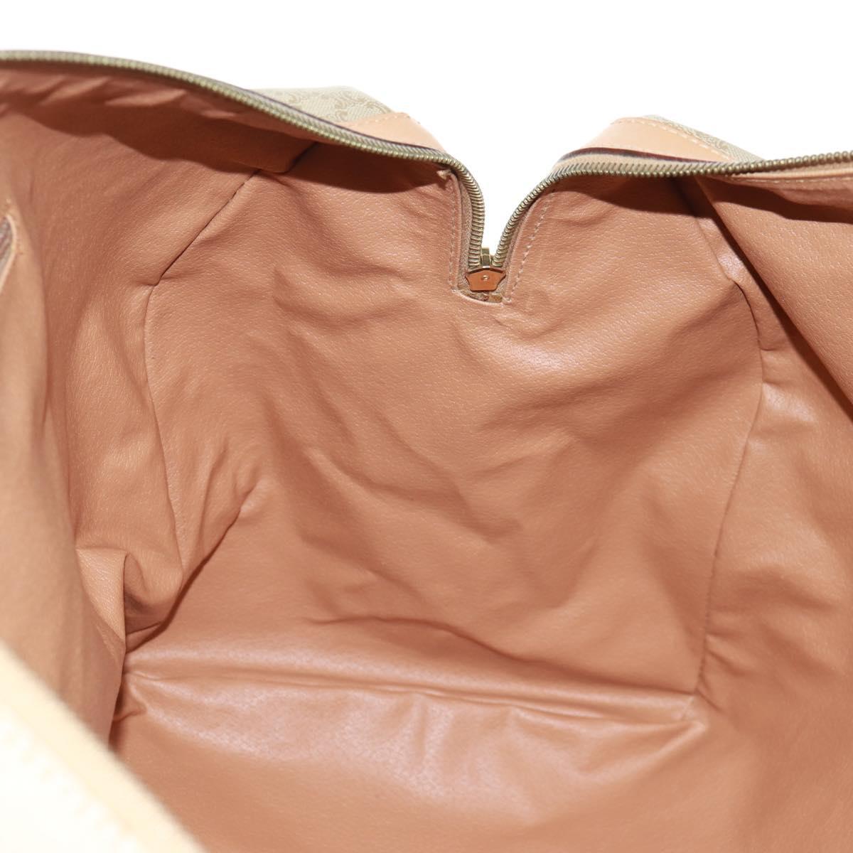 CELINE Macadam Canvas Boston Bag PVC Beige Gold Auth 171422V