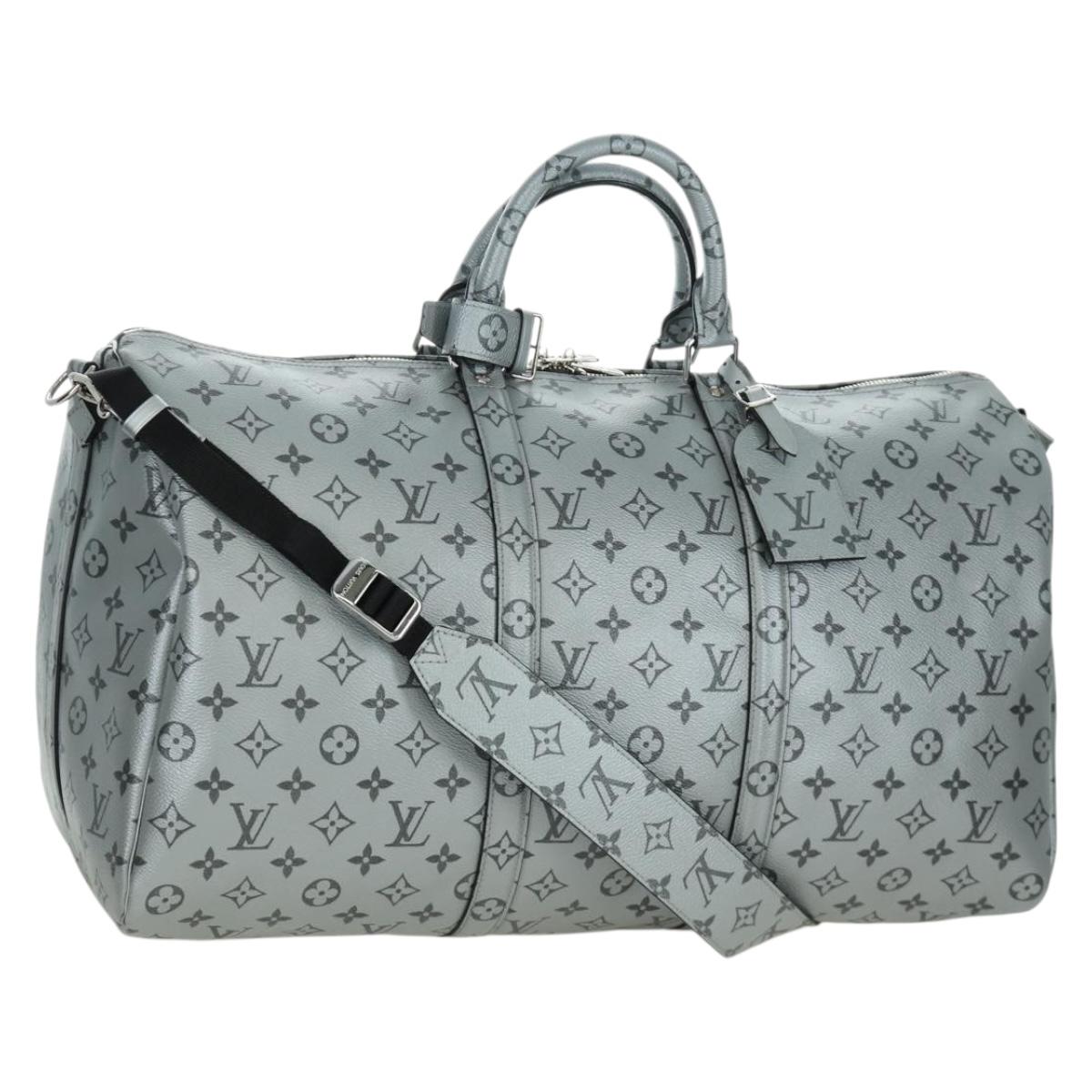 LOUIS VUITTON Monogram Keepall Bandouliere 50 Bag Silver M43848 Auth 171441SAM