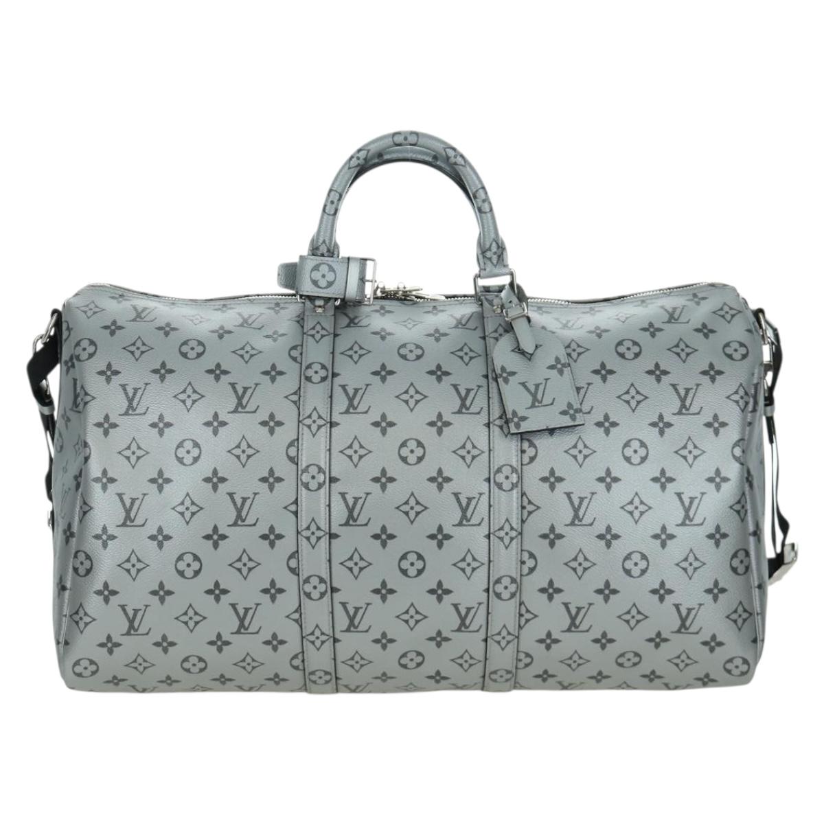 LOUIS VUITTON Monogram Keepall Bandouliere 50 Bag Silver M43848 Auth 171441SAM