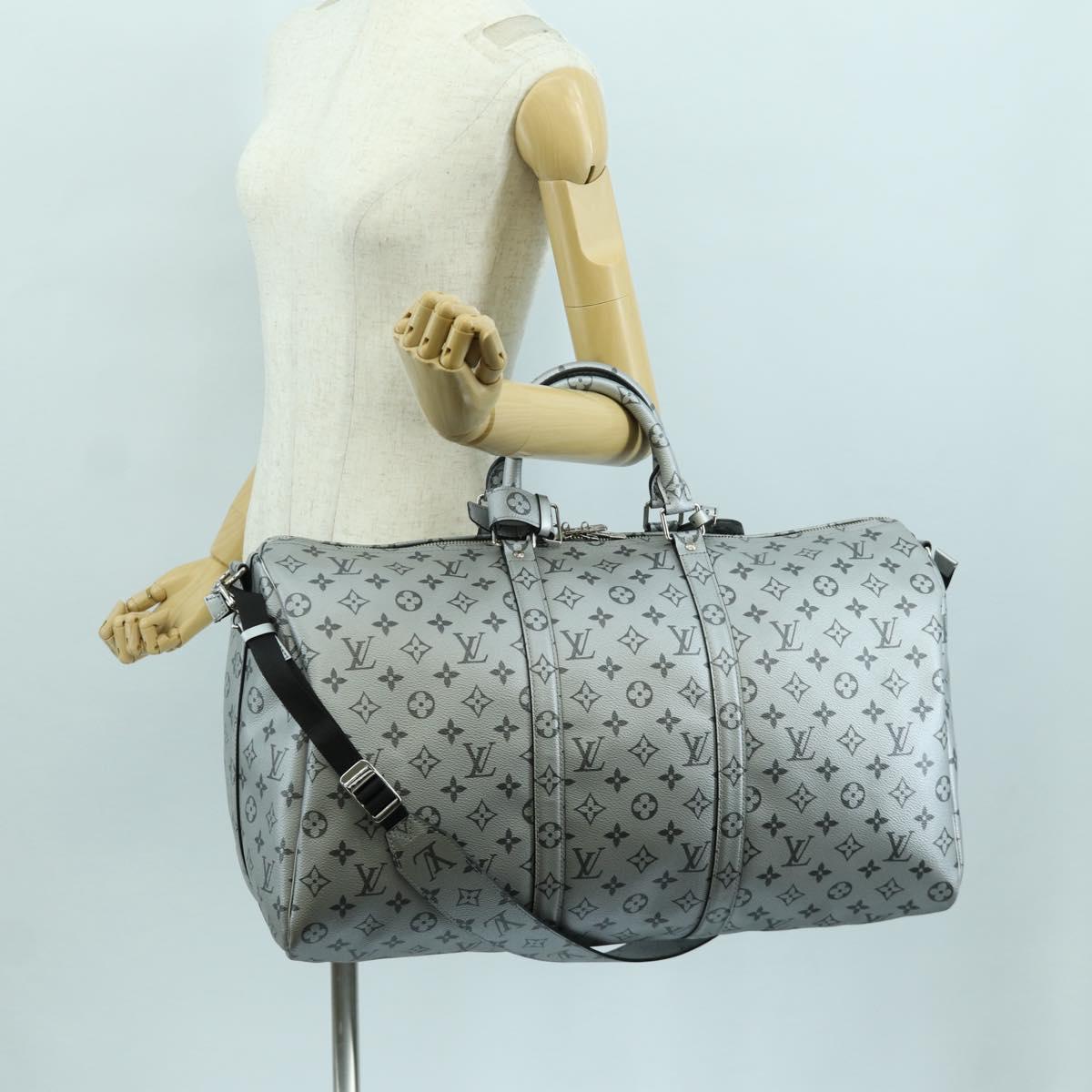 LOUIS VUITTON Monogram Keepall Bandouliere 50 Bag Silver M43848 Auth 171441SAM