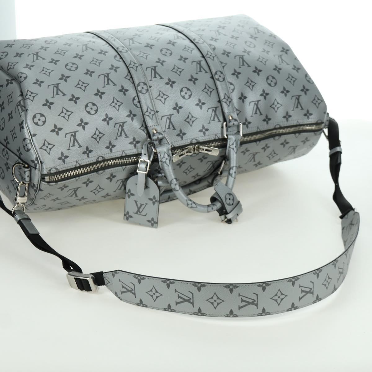 LOUIS VUITTON Monogram Keepall Bandouliere 50 Bag Silver M43848 Auth 171441SAM