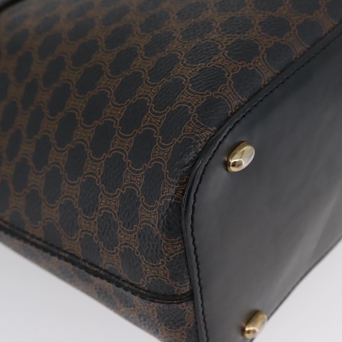 CELINE Macadam Canvas Shoulder Bag PVC Leather Black Gold Auth 171442V