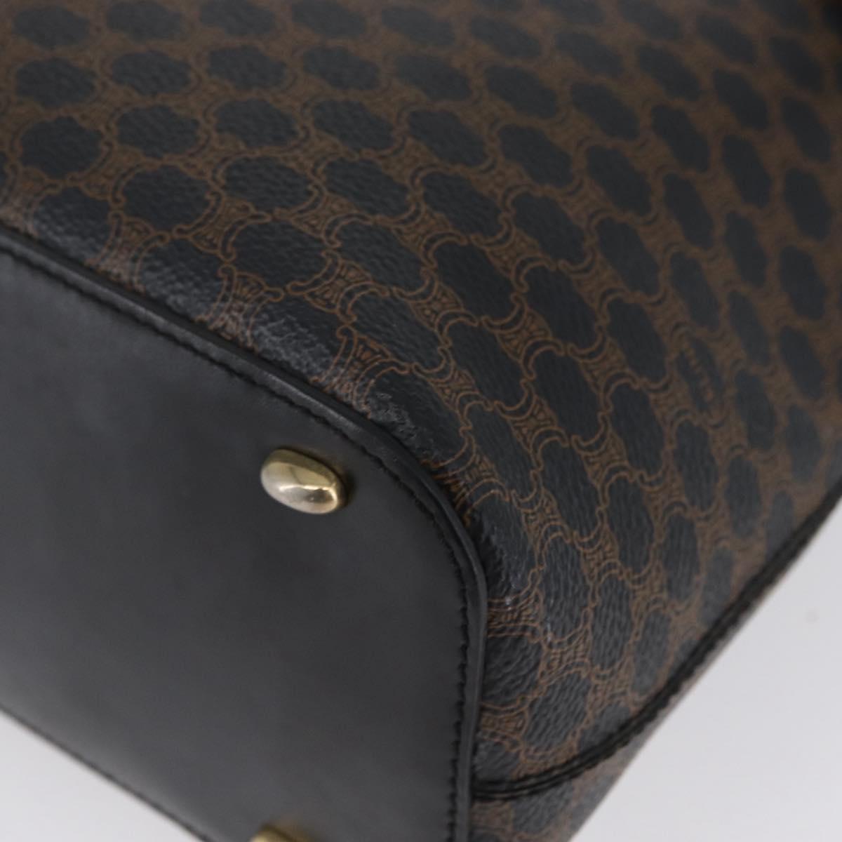 CELINE Macadam Canvas Shoulder Bag PVC Leather Black Gold Auth 171442V